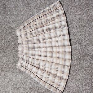 Tan Plaid Mini-Skirt